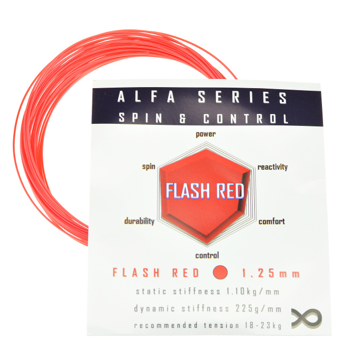 Tenisový výplet Infinite Flash red - 1.25mm, set 12 m / Spin & control