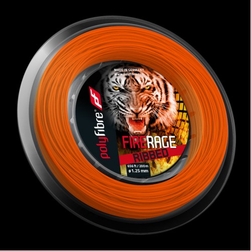Tenisový výplet Polyfibre Fire Rage Ribbed - 1.25mm, role 200m Tenisový výplet Polyfibre Fire Rage Ribbed - 1.25mm, role 200m